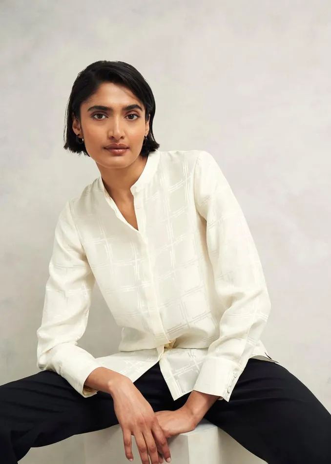 Tops Women HOBBS Sloane Silk Blouse Ivory