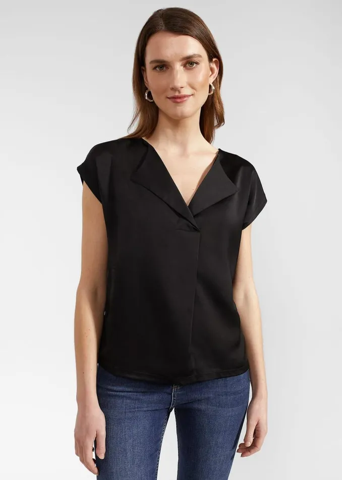 Tops Women HOBBS Sylvie Satin Front Top Hobbs Black