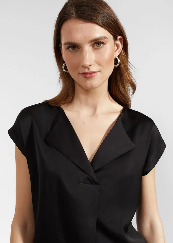 Tops Women HOBBS Sylvie Satin Front Top Hobbs Black