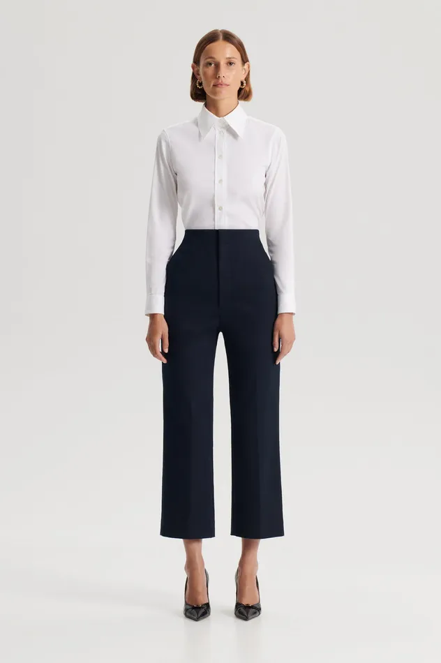 Trousers Scanlan Theodore Women MERCERISED COTTON TROUSER NAVY
