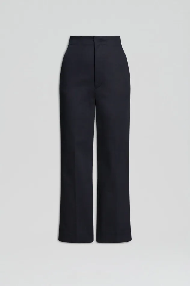 Trousers Scanlan Theodore Women MERCERISED COTTON TROUSER NAVY Trousers Scanlan Theodore Women MERCERISED COTTON TROUSER NAVY