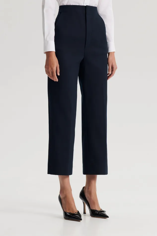 Trousers Scanlan Theodore Women MERCERISED COTTON TROUSER NAVY Trousers Scanlan Theodore Women MERCERISED COTTON TROUSER NAVY