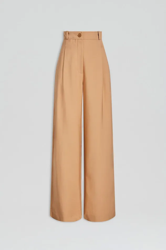 Trousers Scanlan Theodore Women PLEAT DRAPE LEG TROUSER CAMEL