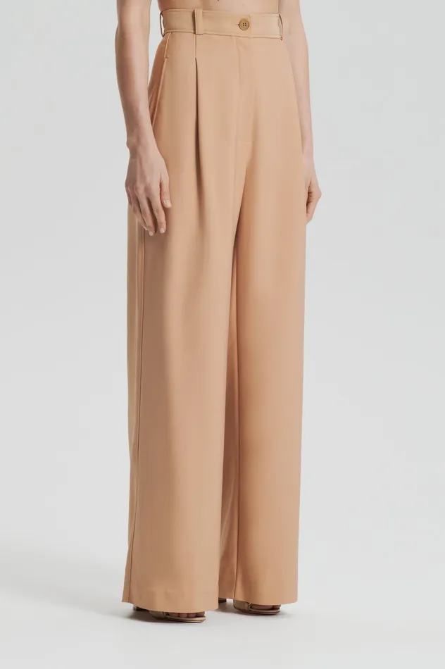 Trousers Scanlan Theodore Women PLEAT DRAPE LEG TROUSER CAMEL