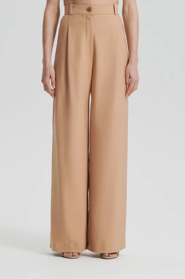 Trousers Scanlan Theodore Women PLEAT DRAPE LEG TROUSER CAMEL