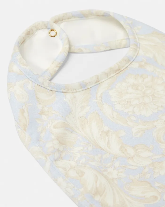 Versace Accessories Kids Barocco Baby Bib Grayprint