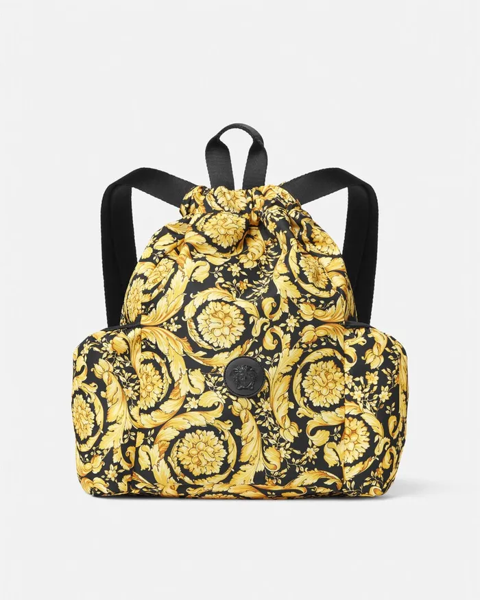 Versace Bags and Accessories Kids Barocco Drawstring Backpack Black