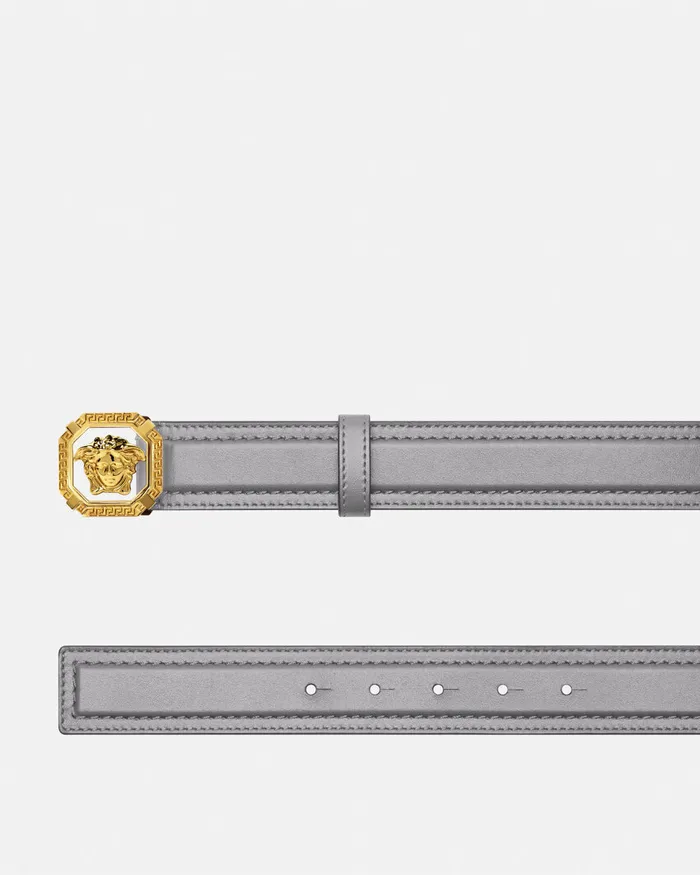 Versace Belts Men La Medusa Leather Belt 35 Cm Gray