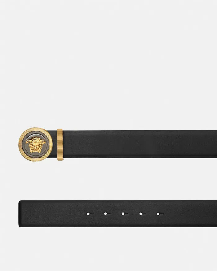 Versace Belts Men Medusa Biggie Enamel Leather Belt 4 Cm Blackgold
