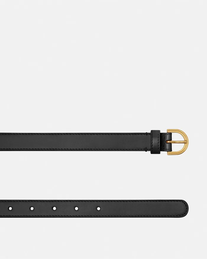 Versace Belts Women Gianni Ribbon Leather Belt 08034 2 Cm Blackgold