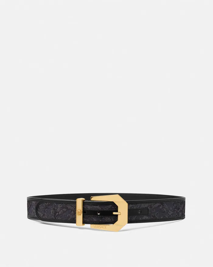 Versace Belts Women Medusa Heritage Barocco Jacquard Belt 4 Cm Blackprint