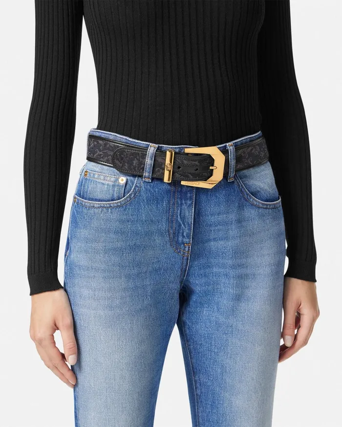 Versace Belts Women Medusa Heritage Barocco Jacquard Belt 4 Cm Blackprint