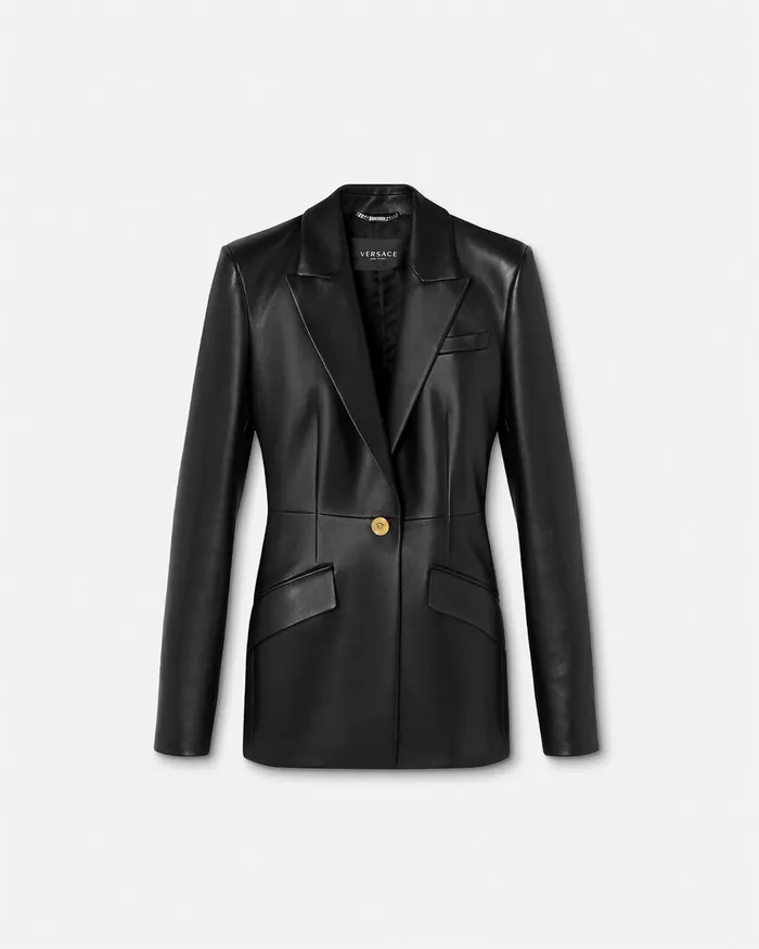 Versace Blazer and Jackets Women Leather Blazer Black