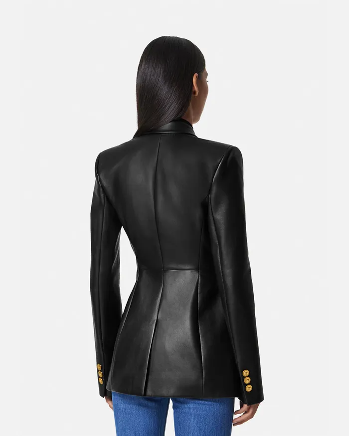 Versace Blazer and Jackets Women Leather Blazer Black