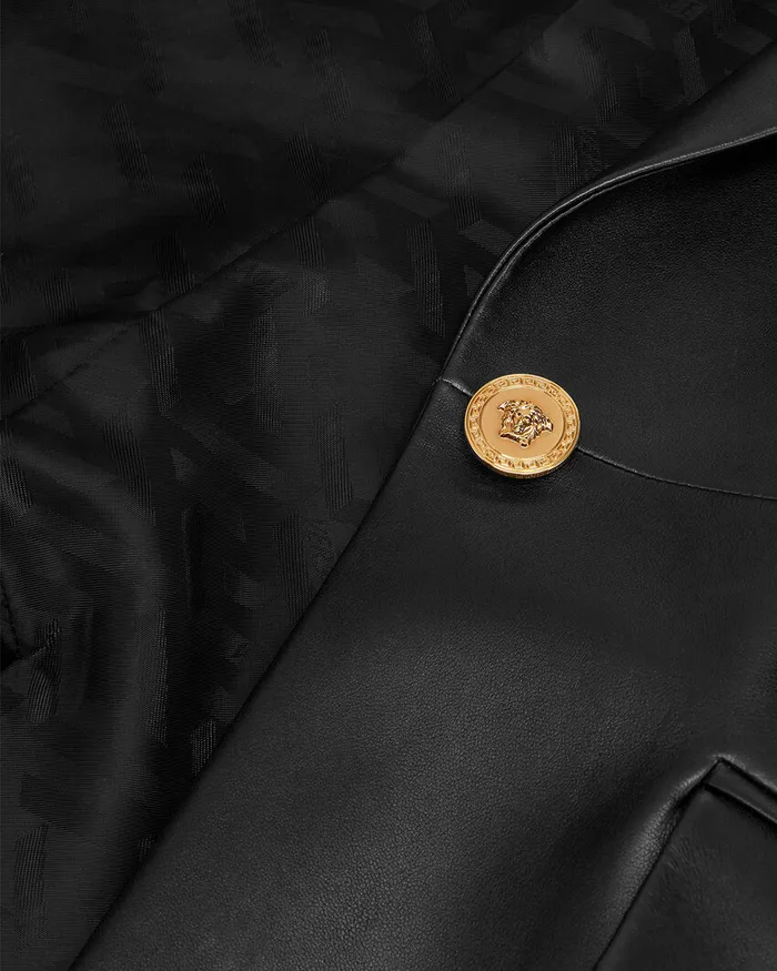 Versace Blazer and Jackets Women Leather Blazer Black