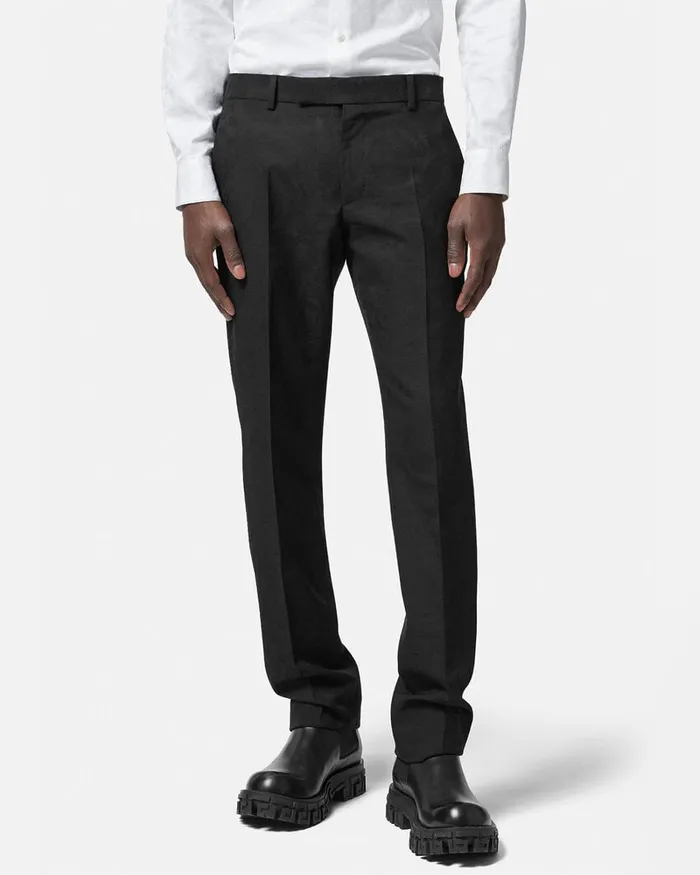 Versace Blazers and Suits Men Barocco Jacquard Formal Trousers Black