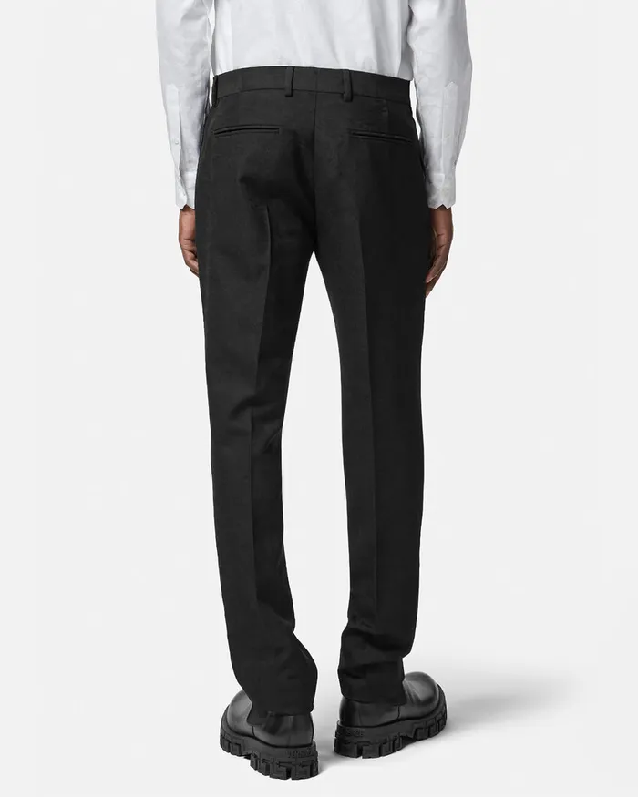 Versace Blazers and Suits Men Barocco Jacquard Formal Trousers Black
