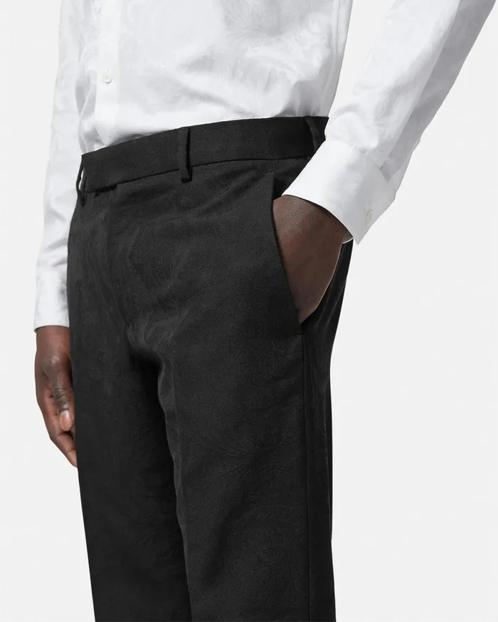 Versace Blazers and Suits Men Barocco Jacquard Formal Trousers Black
