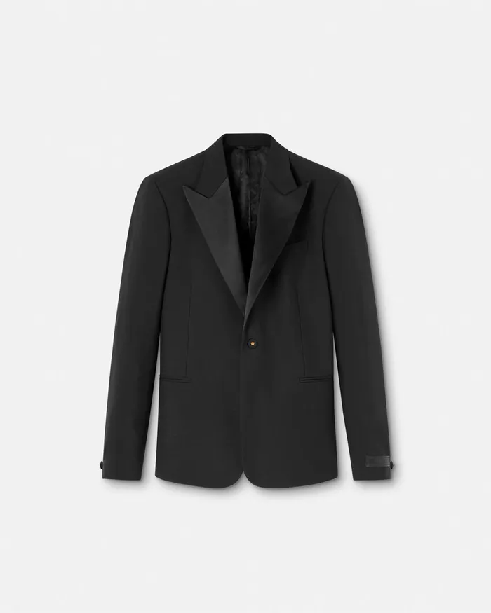Versace Blazers and Suits Men MohairBlend SingleBreasted Blazer Black