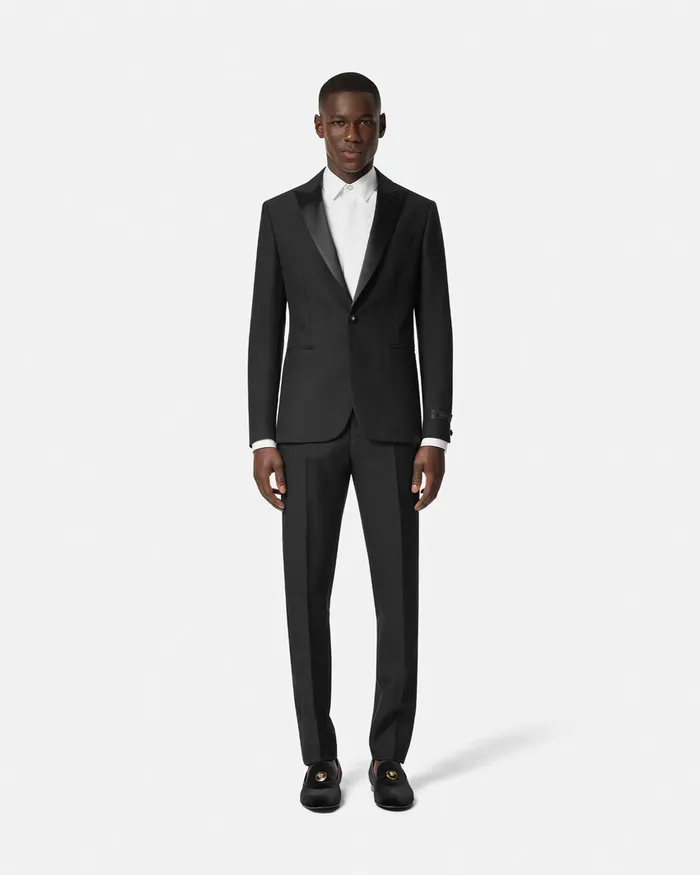 Versace Blazers and Suits Men MohairBlend SingleBreasted Blazer Black