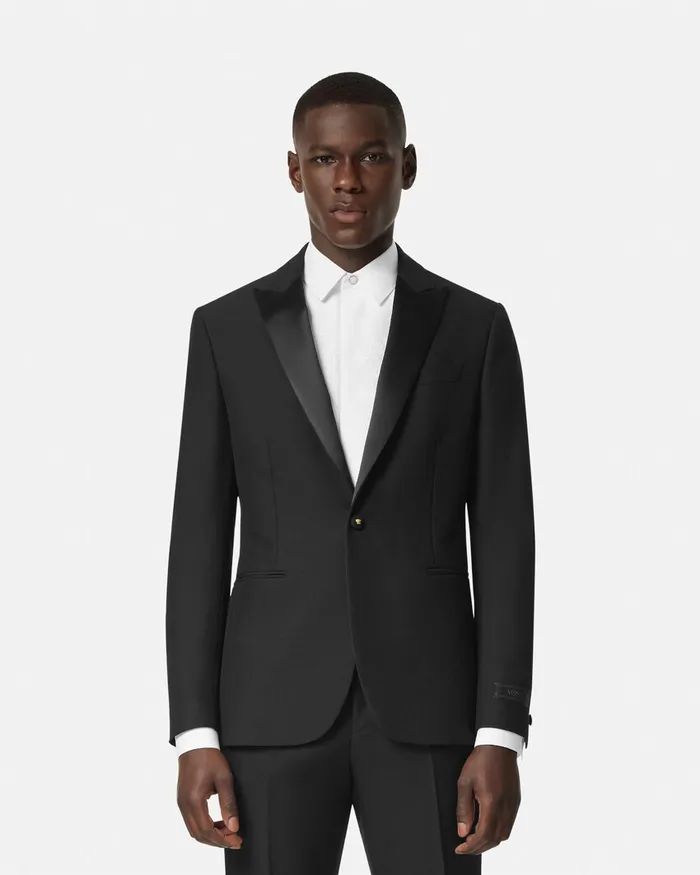 Versace Blazers and Suits Men MohairBlend SingleBreasted Blazer Black