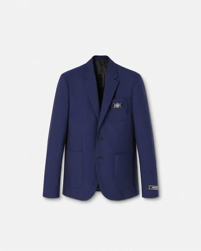 Versace Blazers and Suits Men WoolCanvas SingleBreasted Blazer Blue