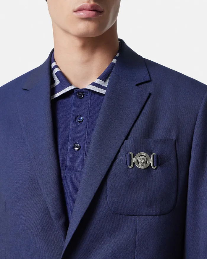 Versace Blazers and Suits Men WoolCanvas SingleBreasted Blazer Blue