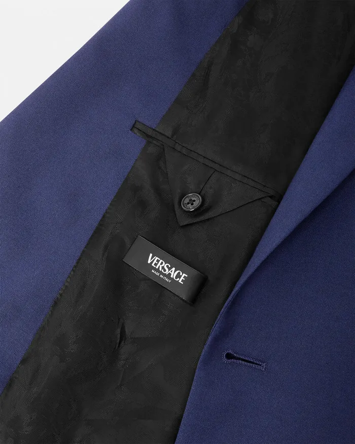 Versace Blazers and Suits Men WoolCanvas SingleBreasted Blazer Blue