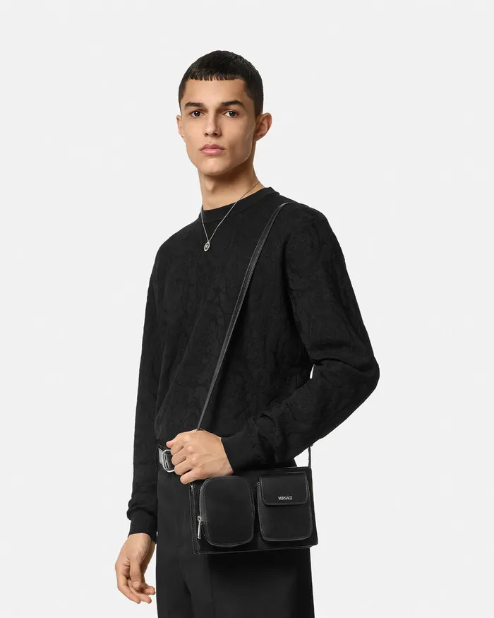 Versace Crossbody and Messengers Men Cargo Pouch Blacksilver