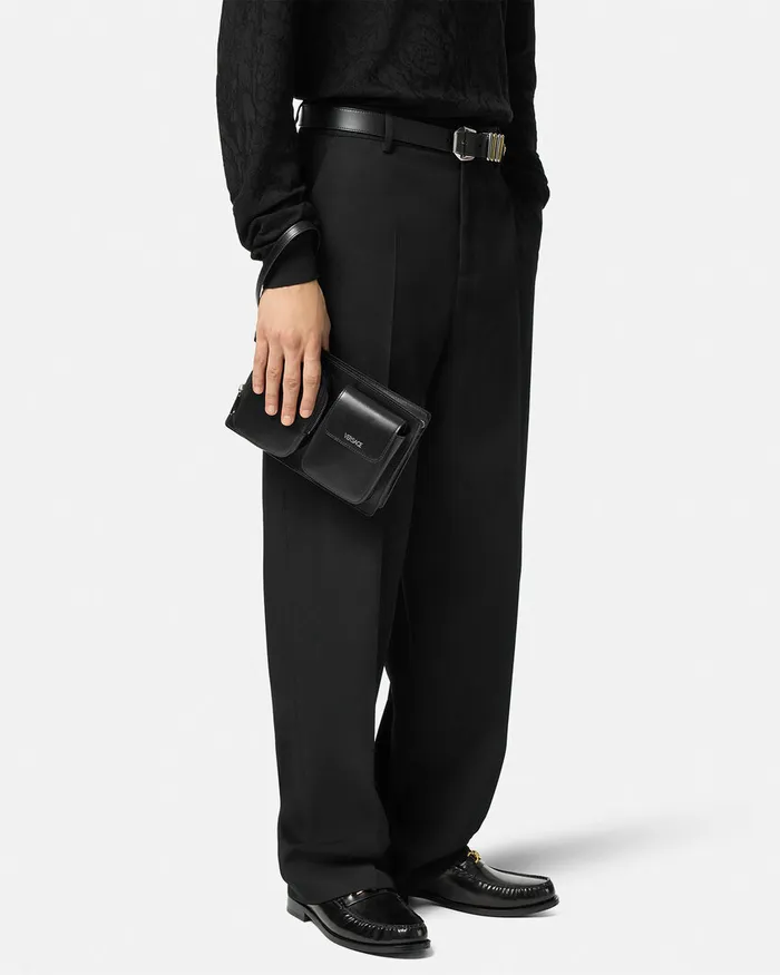 Versace Crossbody and Messengers Men Cargo Pouch Blacksilver