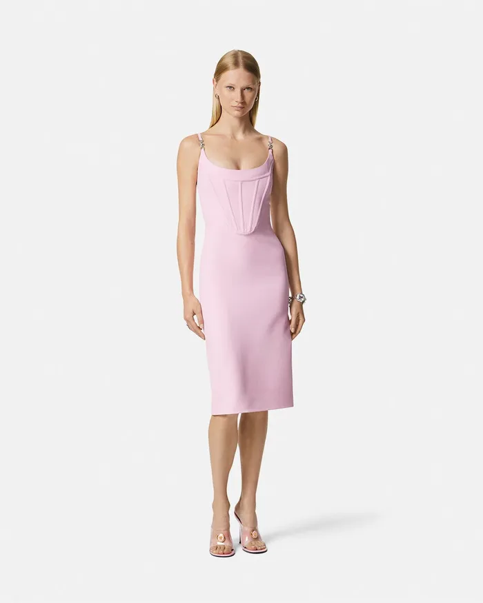 Versace Dresses Women Corset Midi Dress Light Pink
