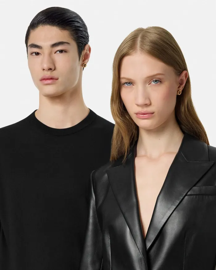 Versace Earrings WomenMen Enamel Medusa Stud Earrings Blackgold