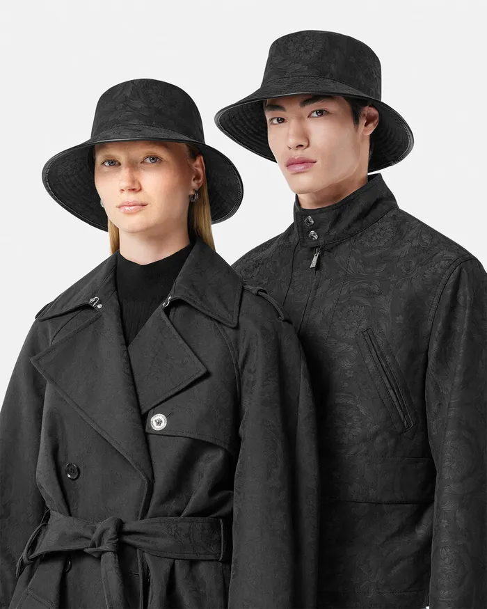 Versace Hats and Caps WomenMen Barocco Jacquard Bucket Hat Gray