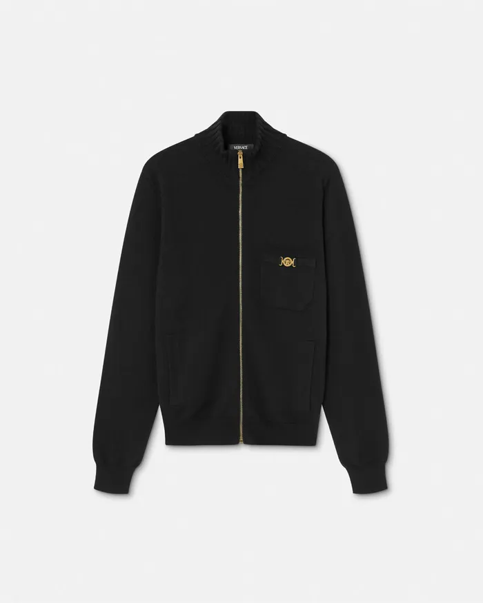 Versace Knitwear Men CashmereBlend Knit Zip Sweater Black