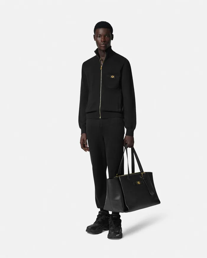 Versace Knitwear Men CashmereBlend Knit Zip Sweater Black