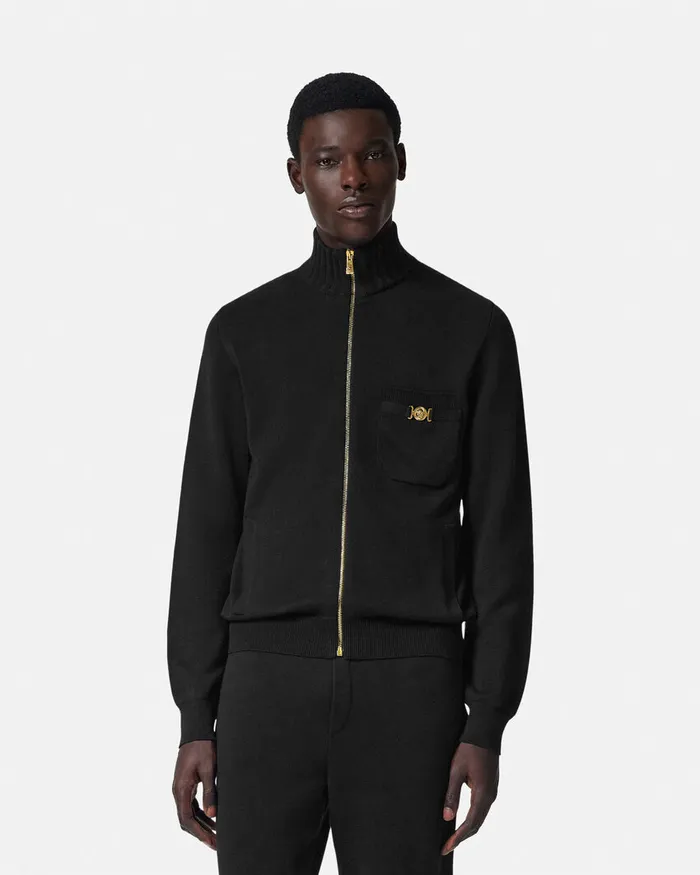 Versace Knitwear Men CashmereBlend Knit Zip Sweater Black