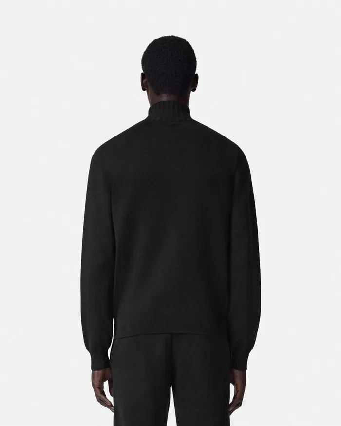 Versace Knitwear Men CashmereBlend Knit Zip Sweater Black