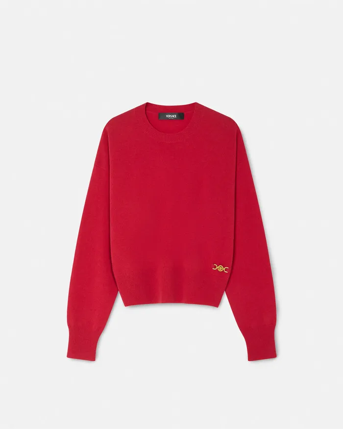 Versace Knitwear Women CashmereBlend Knit Boxy Sweater Red