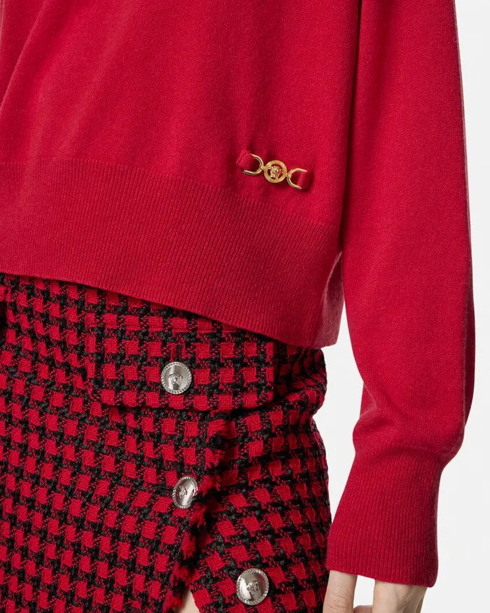 Versace Knitwear Women CashmereBlend Knit Boxy Sweater Red