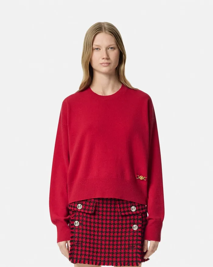 Versace Knitwear Women CashmereBlend Knit Boxy Sweater Red