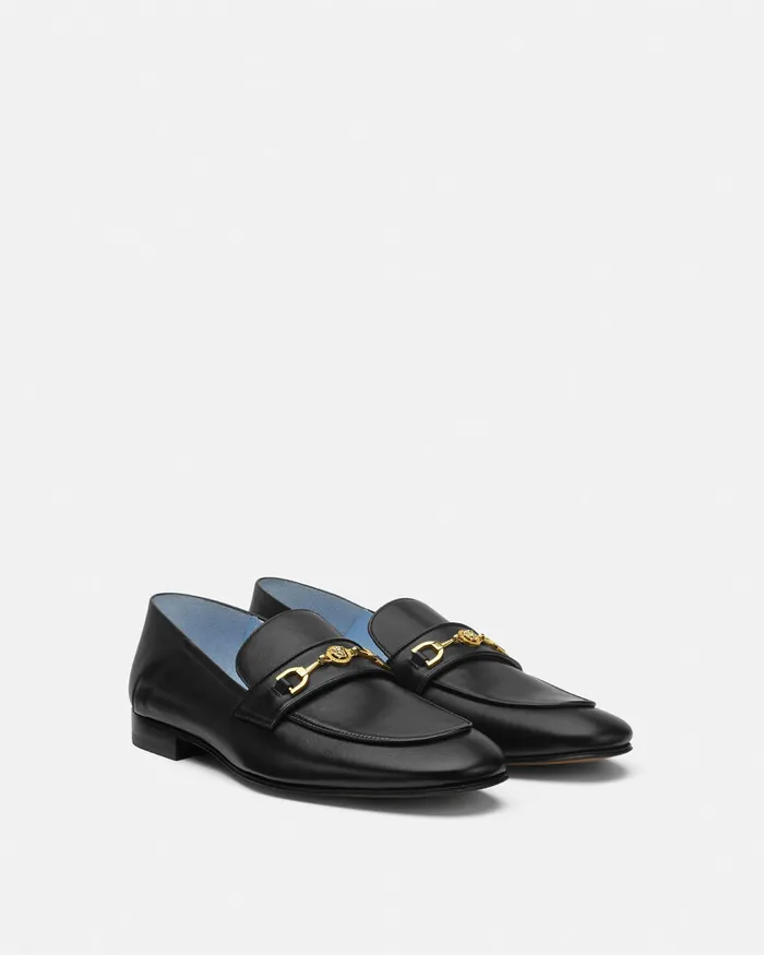 Versace Loafers and Slippers Men Medusa 03995 Leather Slippers Blackgold