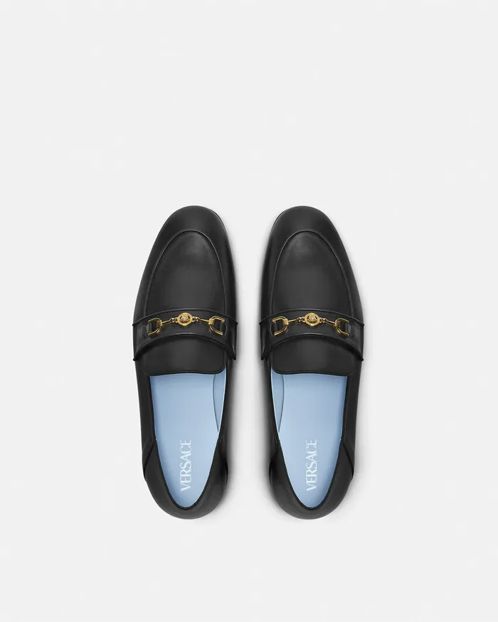 Versace Loafers and Slippers Men Medusa 03995 Leather Slippers Blackgold