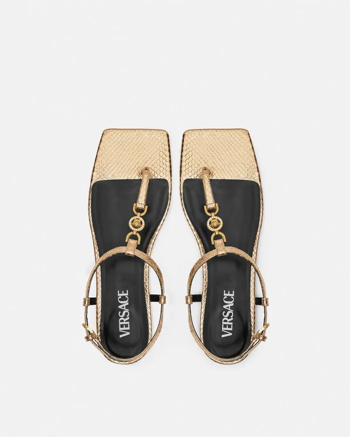 Versace Medusa 03995 Women Crystal Medusa 03995 Flat Sandals Gold