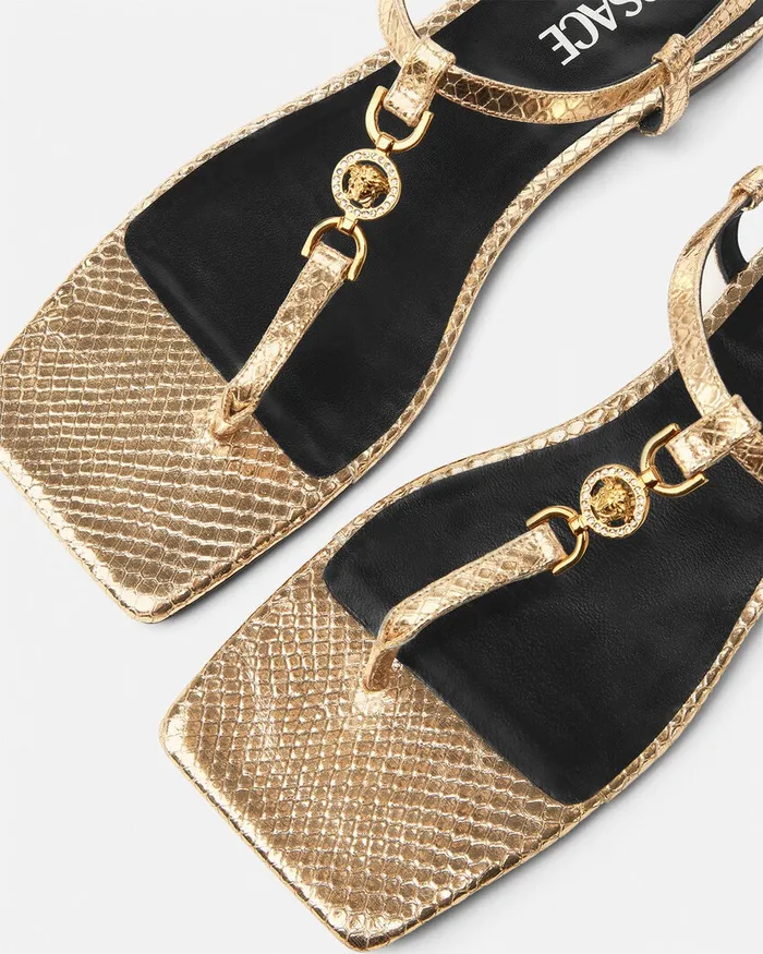 Versace Medusa 03995 Women Crystal Medusa 03995 Flat Sandals Gold