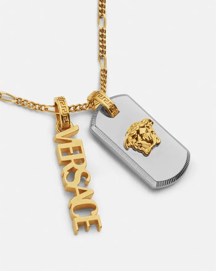 Versace Necklaces Men Medusa Logo Necklace Silvergold