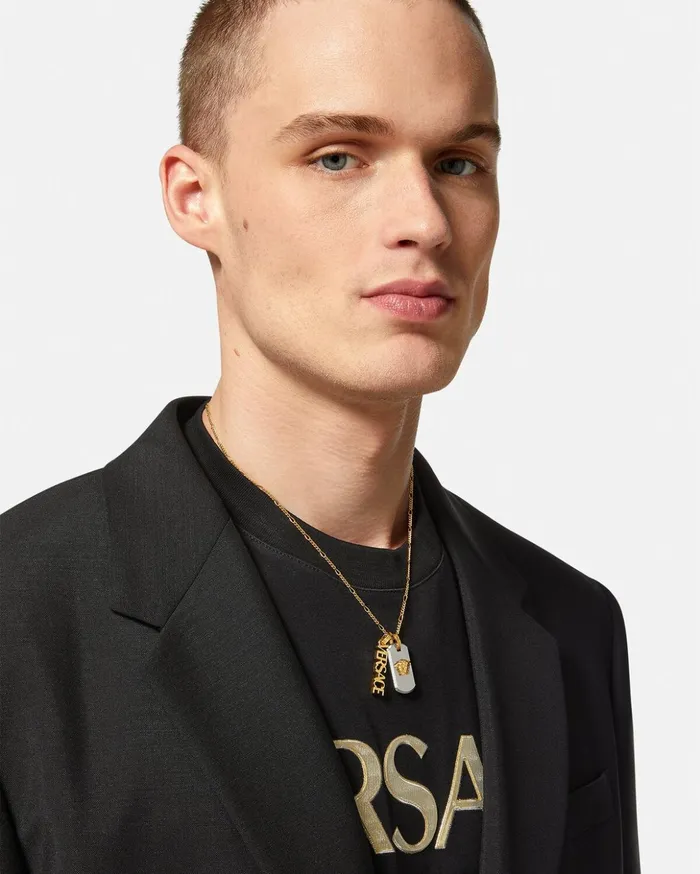 Versace Necklaces Men Medusa Logo Necklace Silvergold