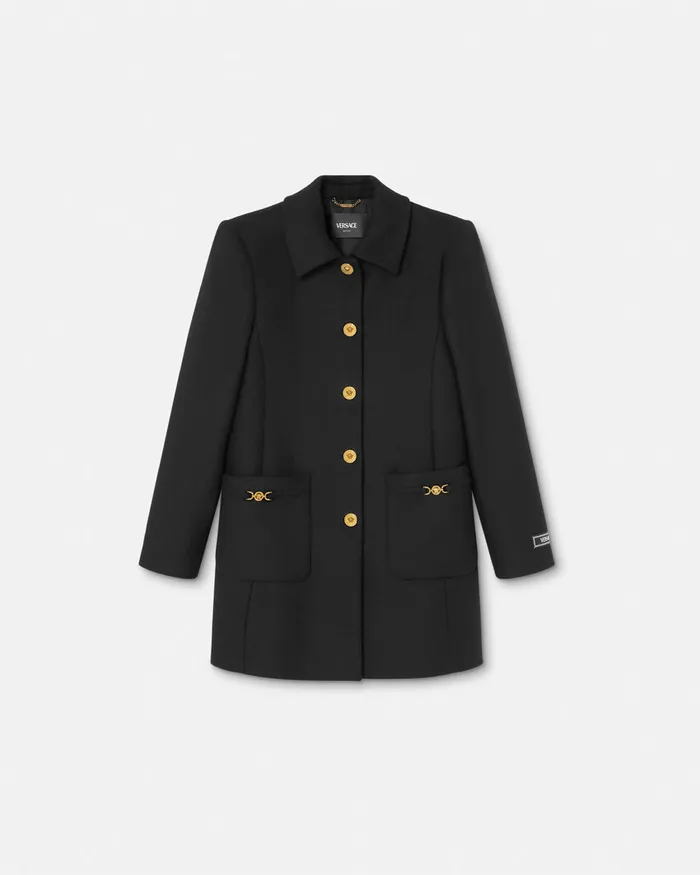 Versace Outerwear and Coats Women ALine FeltedWool Coat Black