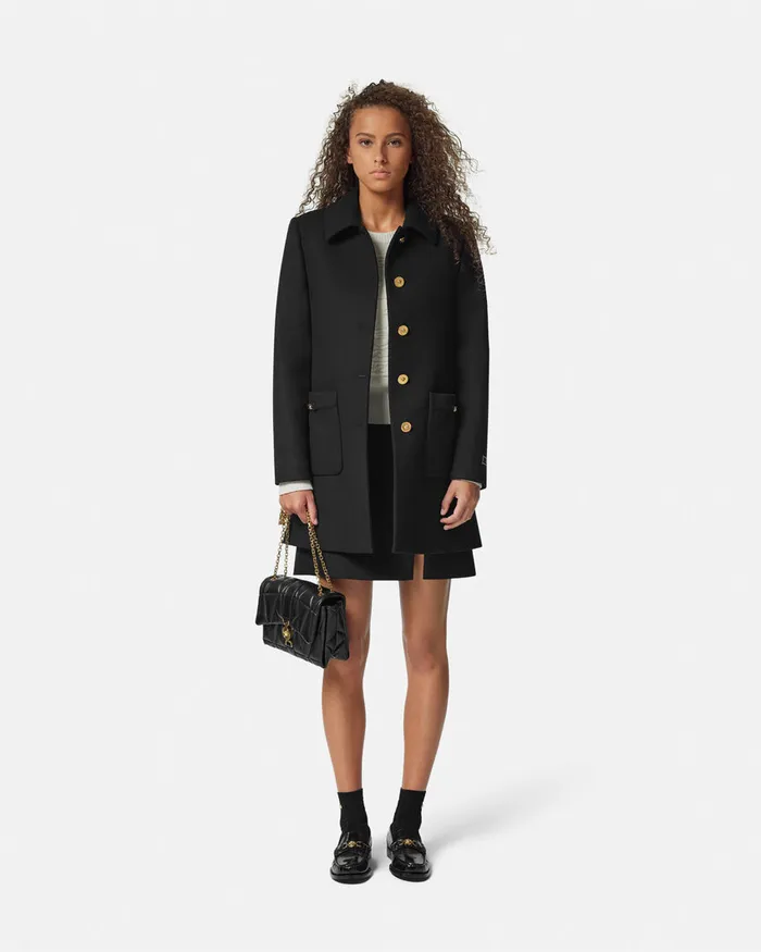 Versace Outerwear and Coats Women ALine FeltedWool Coat Black