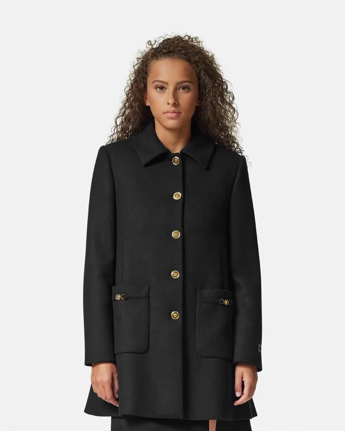 Versace Outerwear and Coats Women ALine FeltedWool Coat Black
