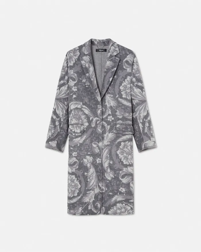 Versace Outerwear and Coats Women Barocco CashmereBlend Overcoat Gray